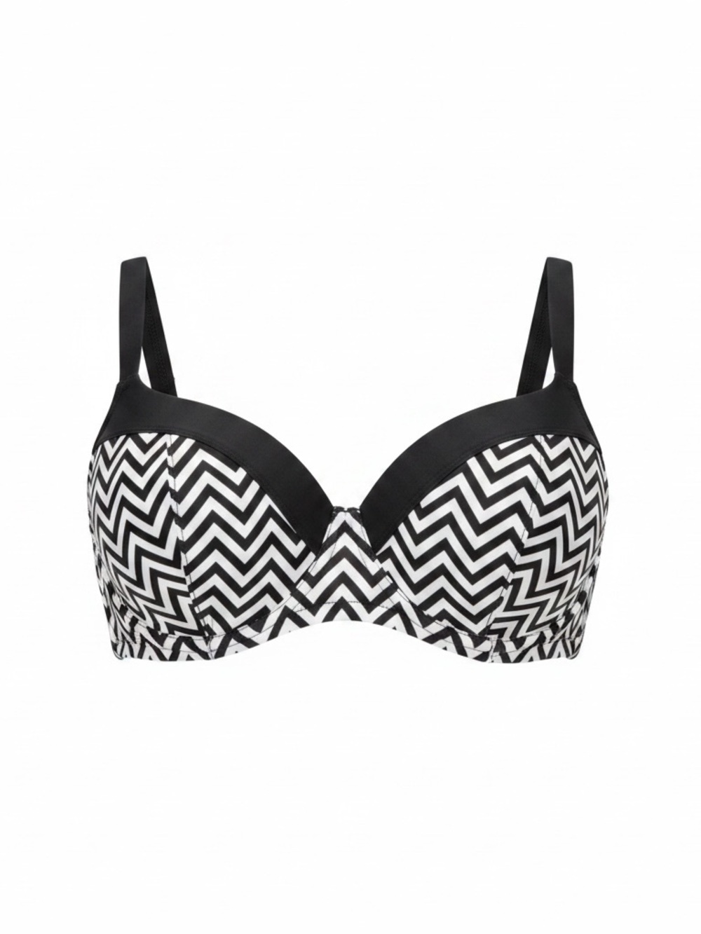 Ava & Viv Chevron Bikini Top Women’s 20W Black White Underwire Swim Plus Size